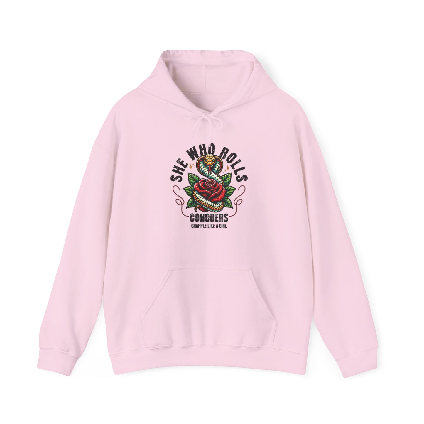 Grapple like a Girl Jiu Jitsu Hoodie - She Whoe Rolls Conquers