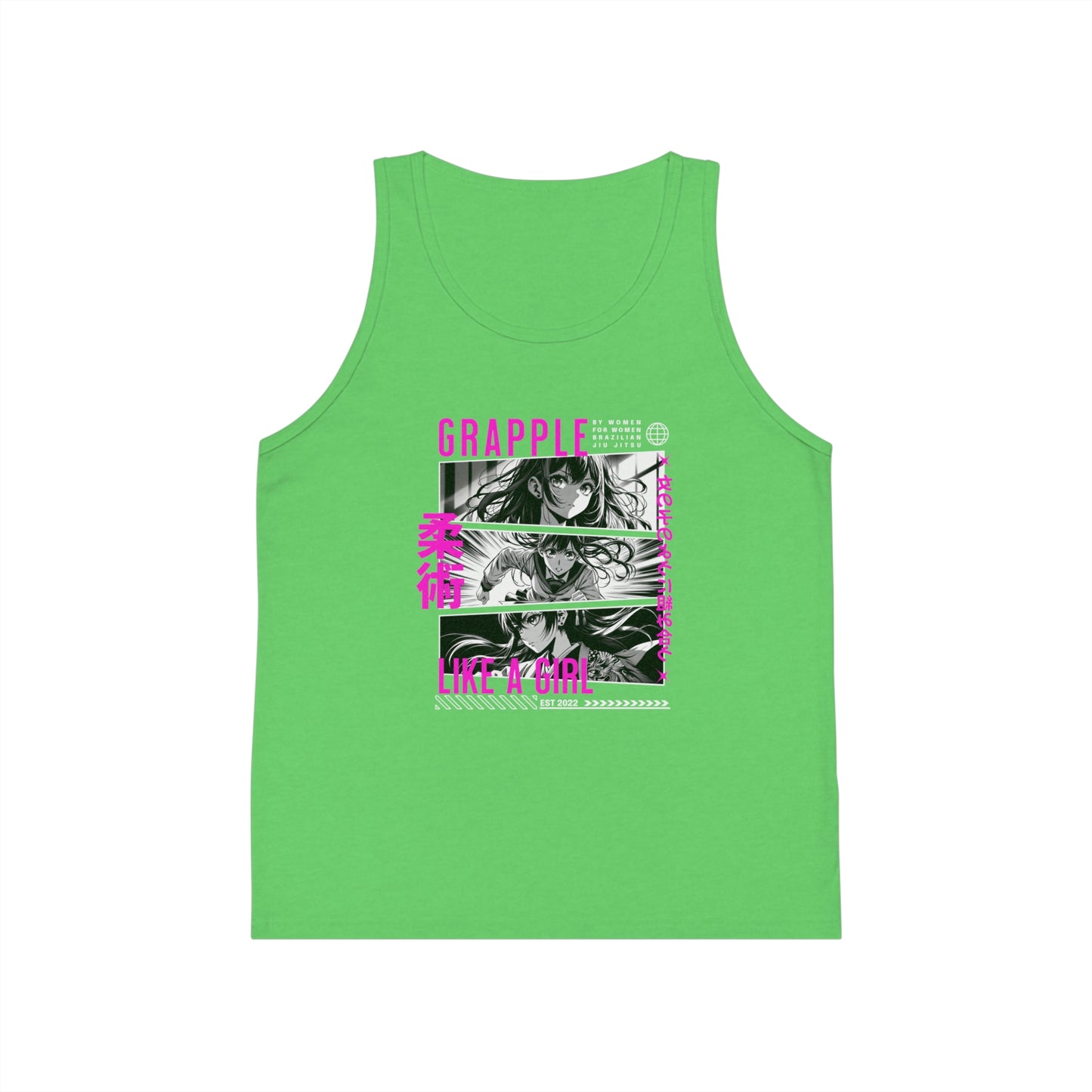 Grapple like a Girl Youth Jersey Tank Top - Anime Girl