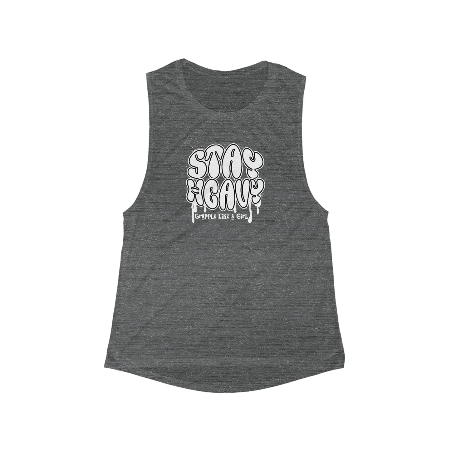 Women's Grapple like a Girl Flowy Scoop Muscle Tank - Stay Heavy