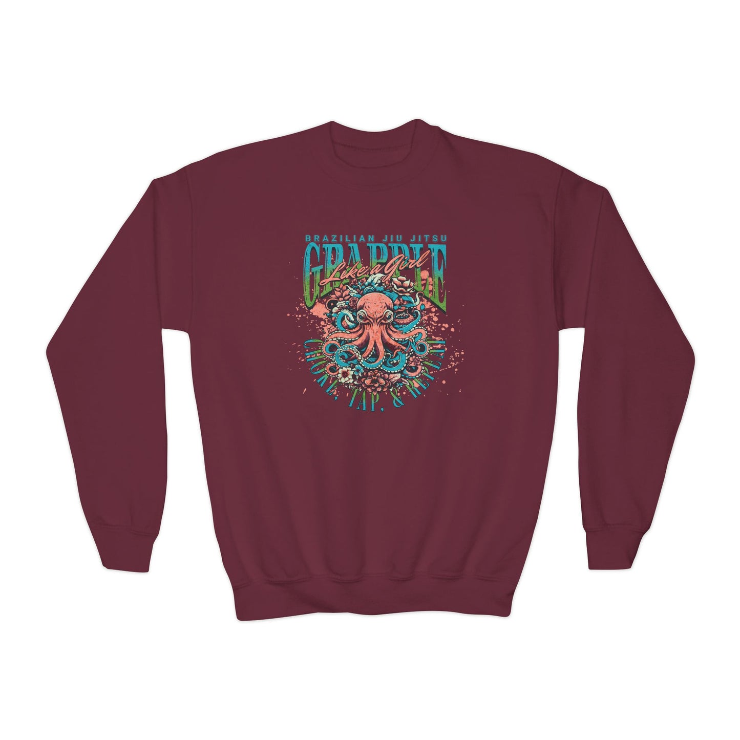 Grapple Like A Girl Youth Crewneck Sweatshirt - Choke, Tap, Repeat