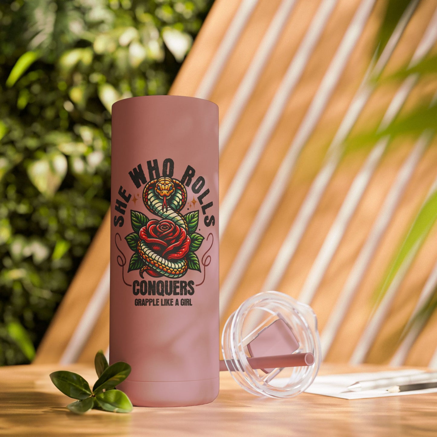 Grapple like a Girl 20oz Matte Tumbler - She who Rolls Conquers