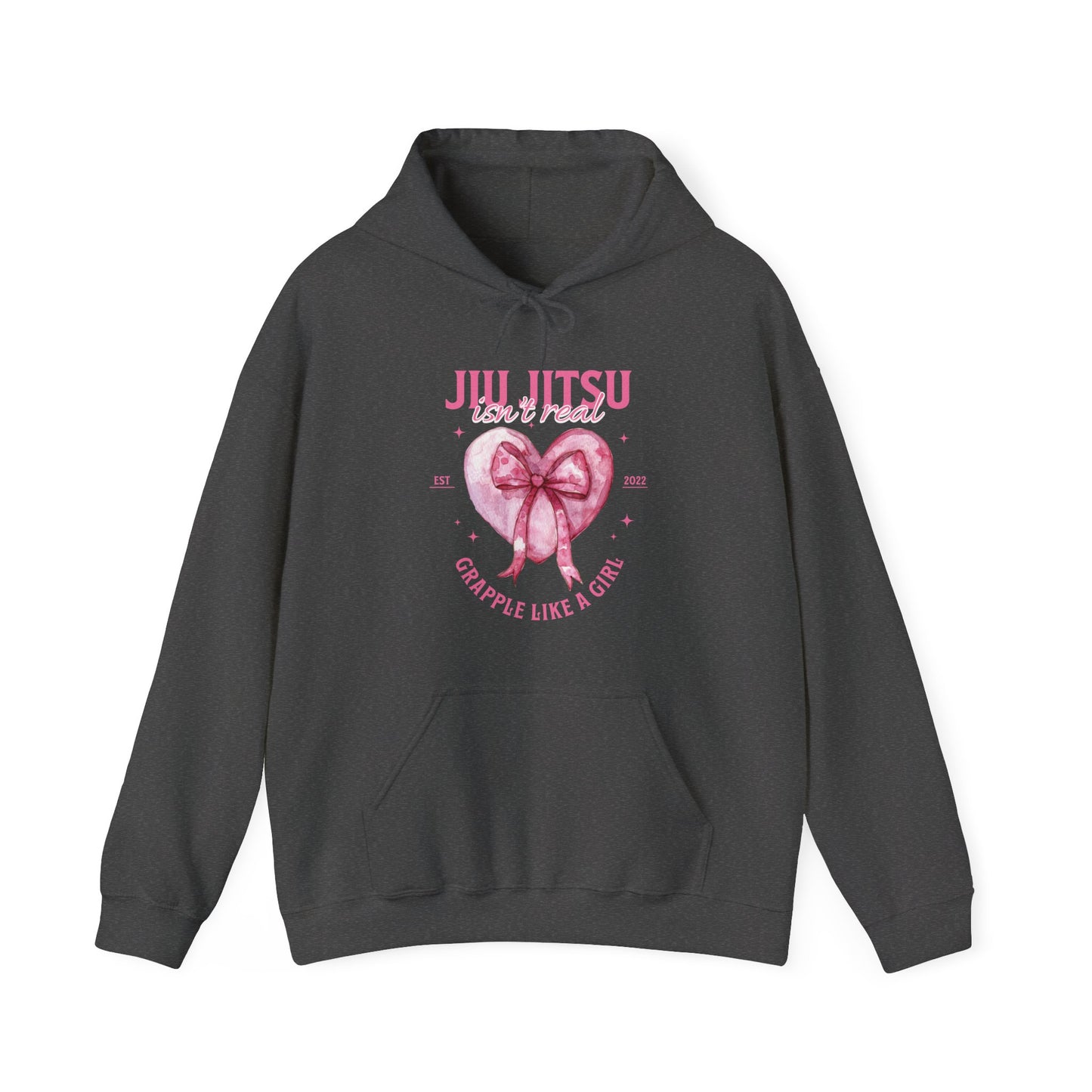 Grapple like a Girl BJJ Hoodie - Jiu Jitsu isn't Real Pink Heart