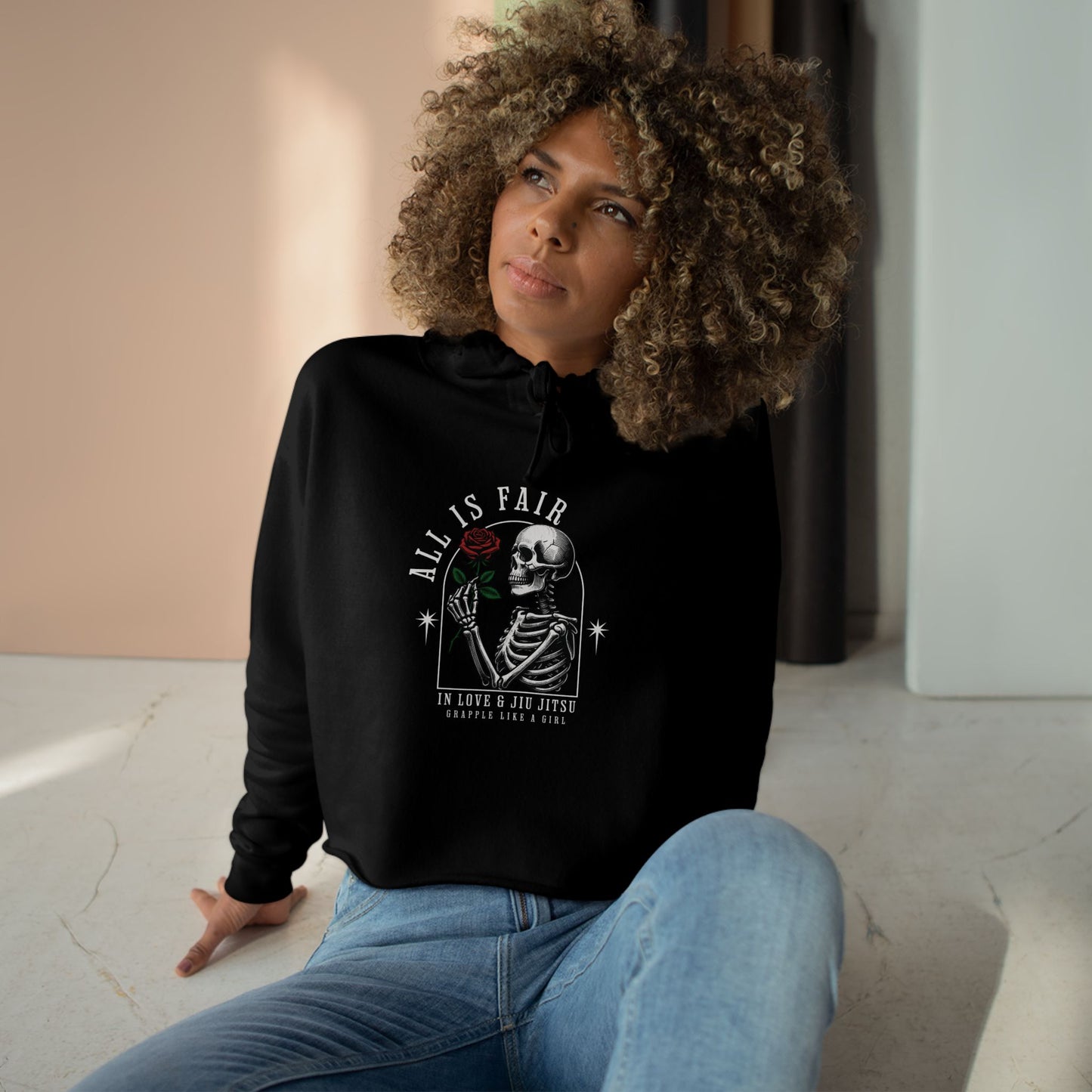 Copy of Grapple like a Girl Cropped Hoodie - All is Fair in Love & BJJ