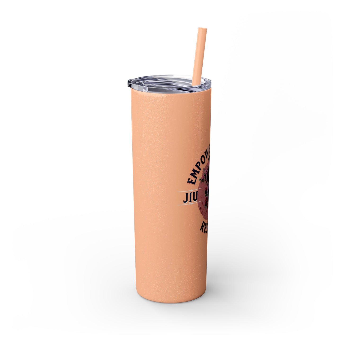 Ladies BJJ Empower, Evolve, Restrict Skinny BJJ Gift Tumbler with Straw, 20oz