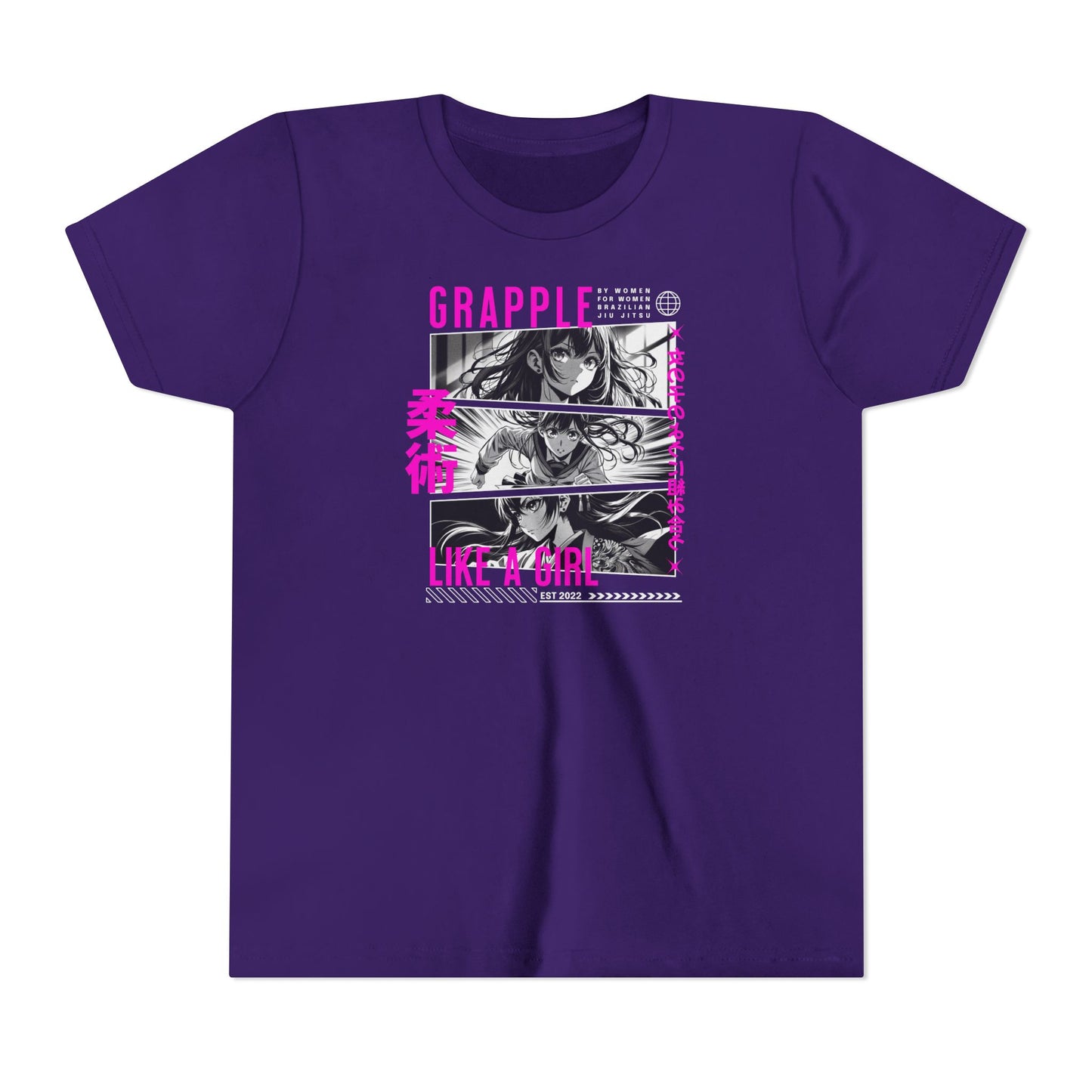 Grapple like a Girl Youth Short Sleeve Tee - Anime Girl