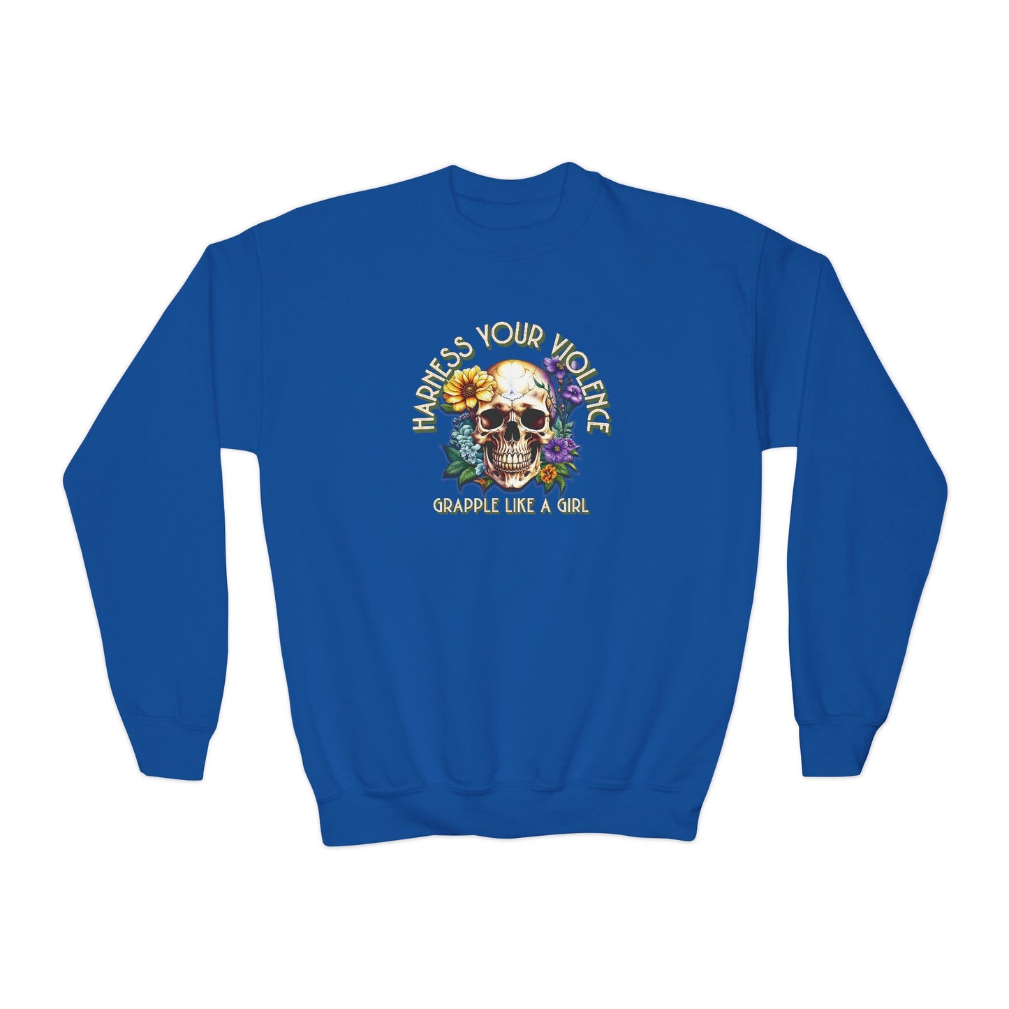 Grapple Like A Girl Youth Crewneck Sweatshirt - Harness Your Violence