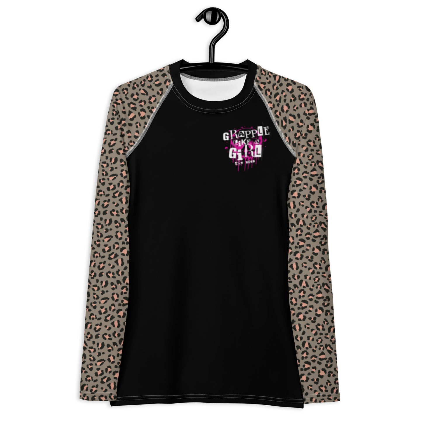 Women's Grapple like a Girl Rash Guard - Blue Cheetah Print