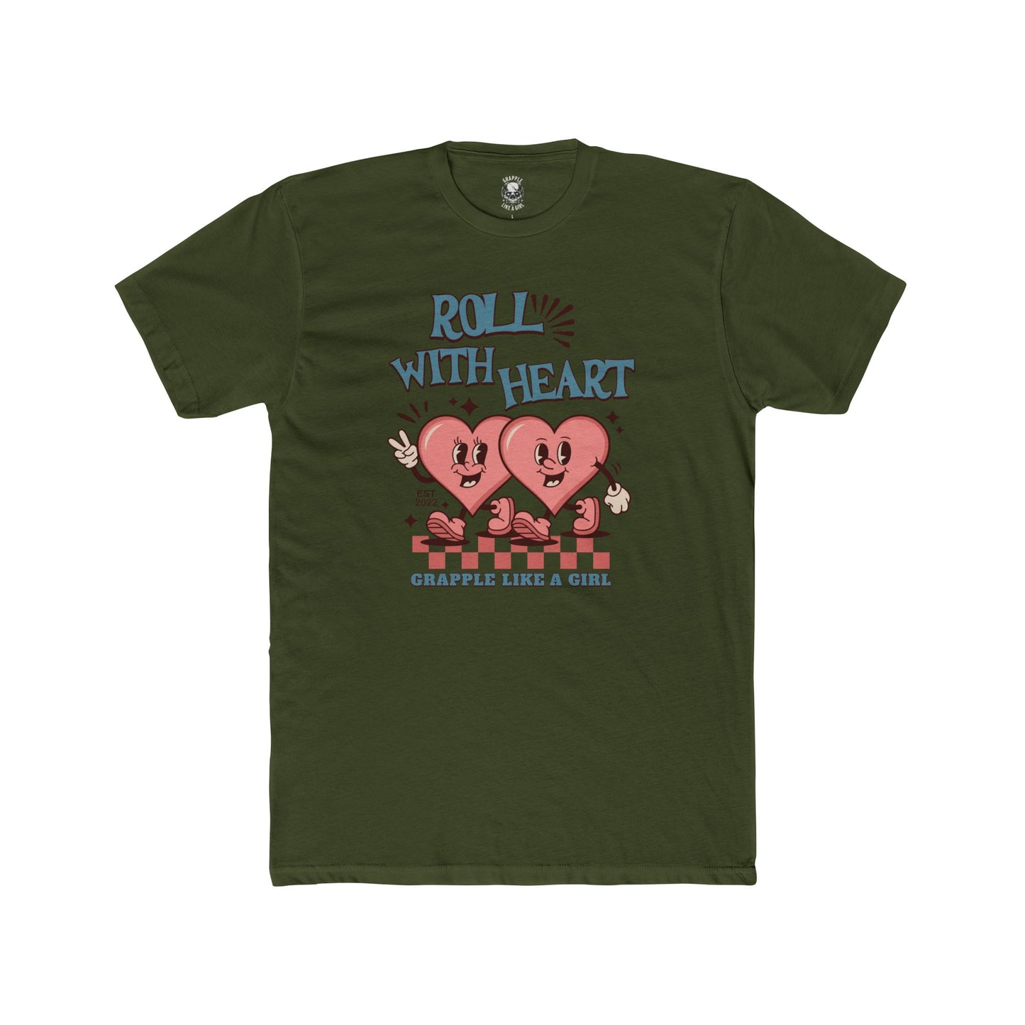 Grapple like a Girl Unisex Cotton T-shirt - Roll with Heart