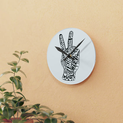 Brazilian Jiu Jitsu Peace Sign Design Acrylic Wall Clock Gift