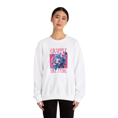 Grapple like a Girl BJJ Women's Crewneck Sweater - Blossoms
