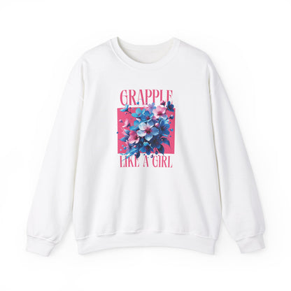 Grapple like a Girl BJJ Women's Crewneck Sweater - Blossoms