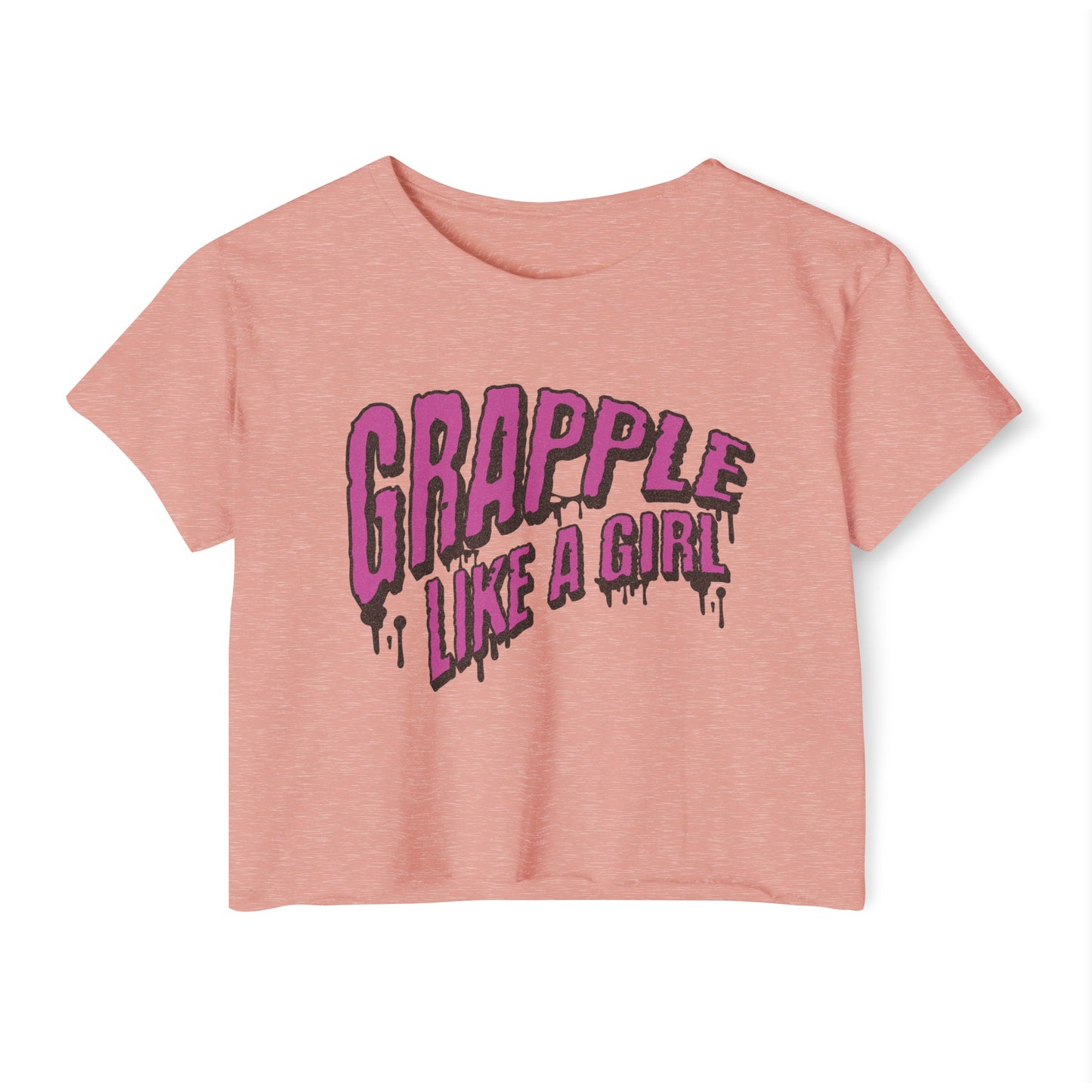 Women's Grapple like a Girl Slime Design Crop Top T-Shirt