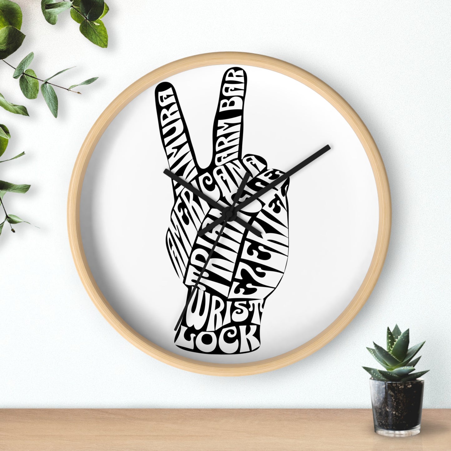 BJJ Submission Peace Sign Wall Clock Gift for Coach or Training Partners