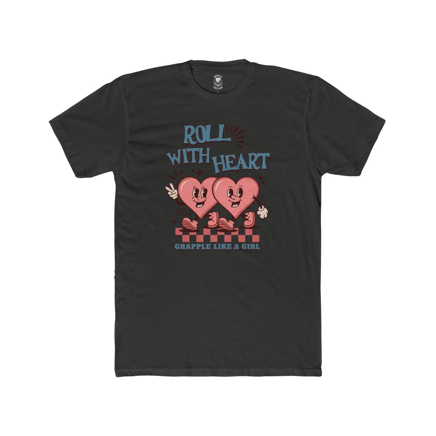 Grapple like a Girl Unisex Cotton T-shirt - Roll with Heart