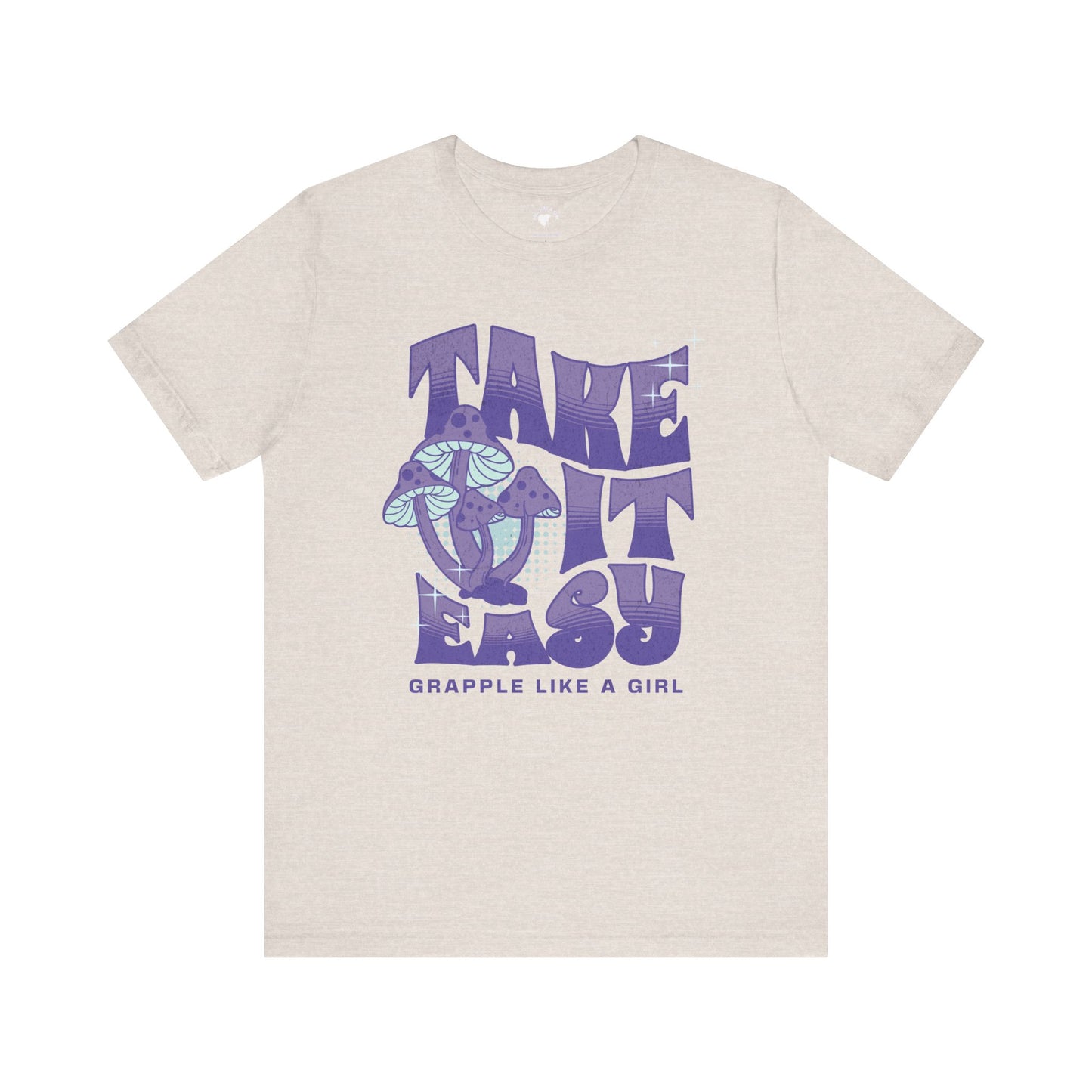 Women's Grapple like a Girl Take it Easy Mushroom Jiu Jitsu T-shirt