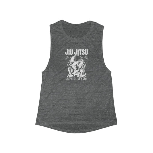 Women's Grapple like a Girl Flowy Scoop Muscle Tank - Jiu Jitsu Isn’t Real