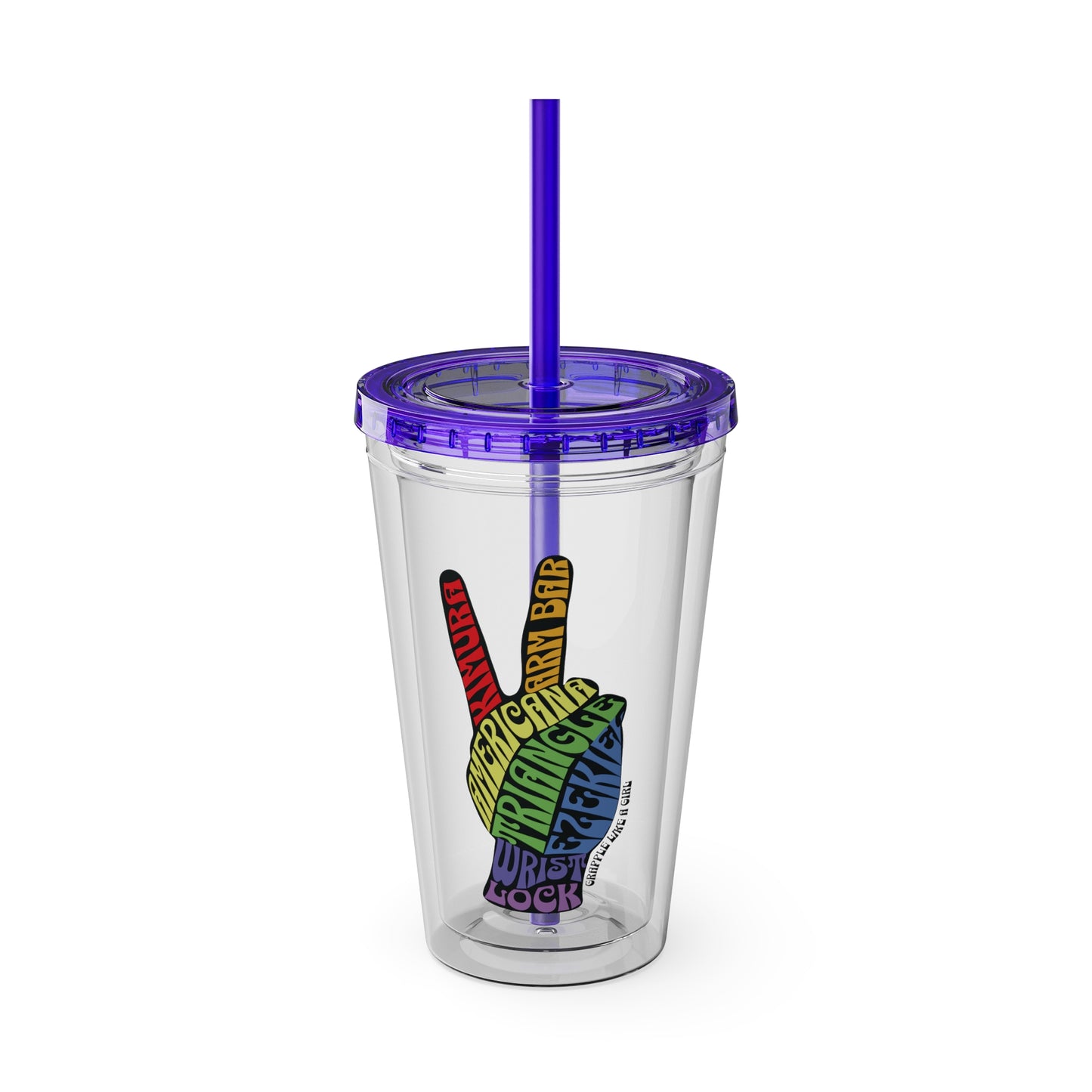 Submission Peace Sign BJJ Jiu Jitsu Acrylic Tumbler w/ Straw