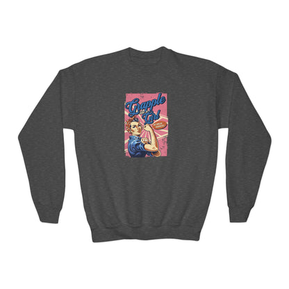 Grapple Like A Girl Youth Crewneck Sweatshirt - Women's History Month