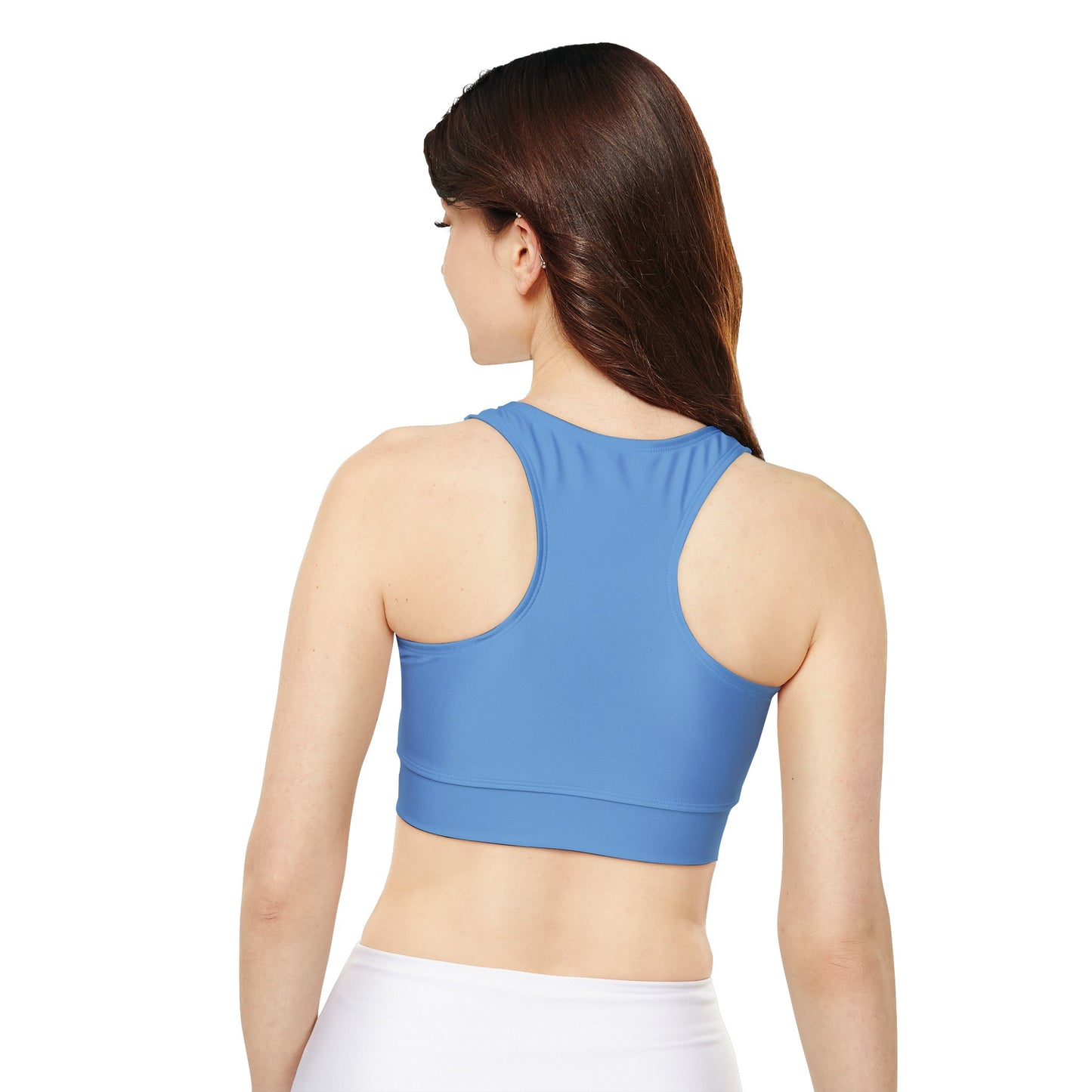 Grapple like a Girl Female Logo Fully Lined, Padded Sports Bra - Light Blue