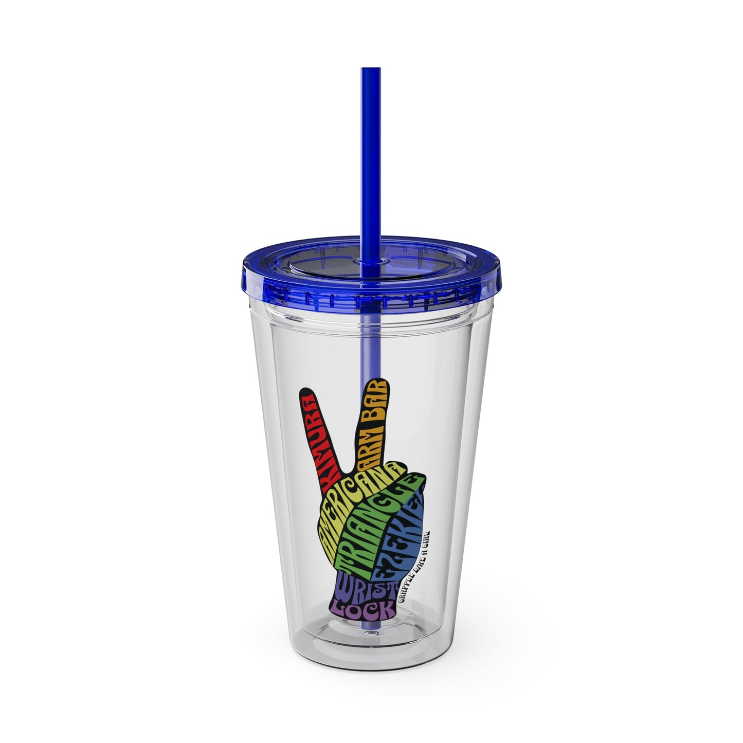 Submission Peace Sign BJJ Jiu Jitsu Acrylic Tumbler w/ Straw