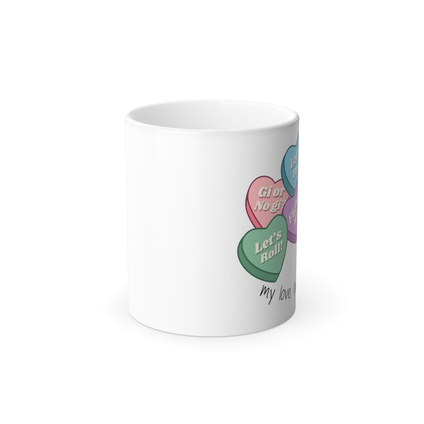 BJJ Conversation Hearts 11oz Color Changing Mug