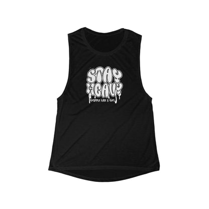 Women's Grapple like a Girl Flowy Scoop Muscle Tank - Stay Heavy
