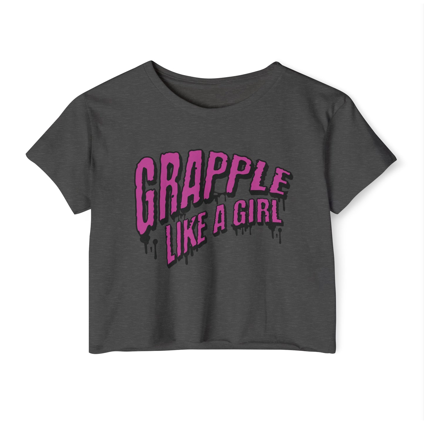 Women's Grapple like a Girl Slime Design Crop Top T-Shirt