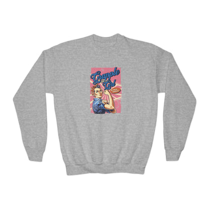 Grapple Like A Girl Youth Crewneck Sweatshirt - Women's History Month