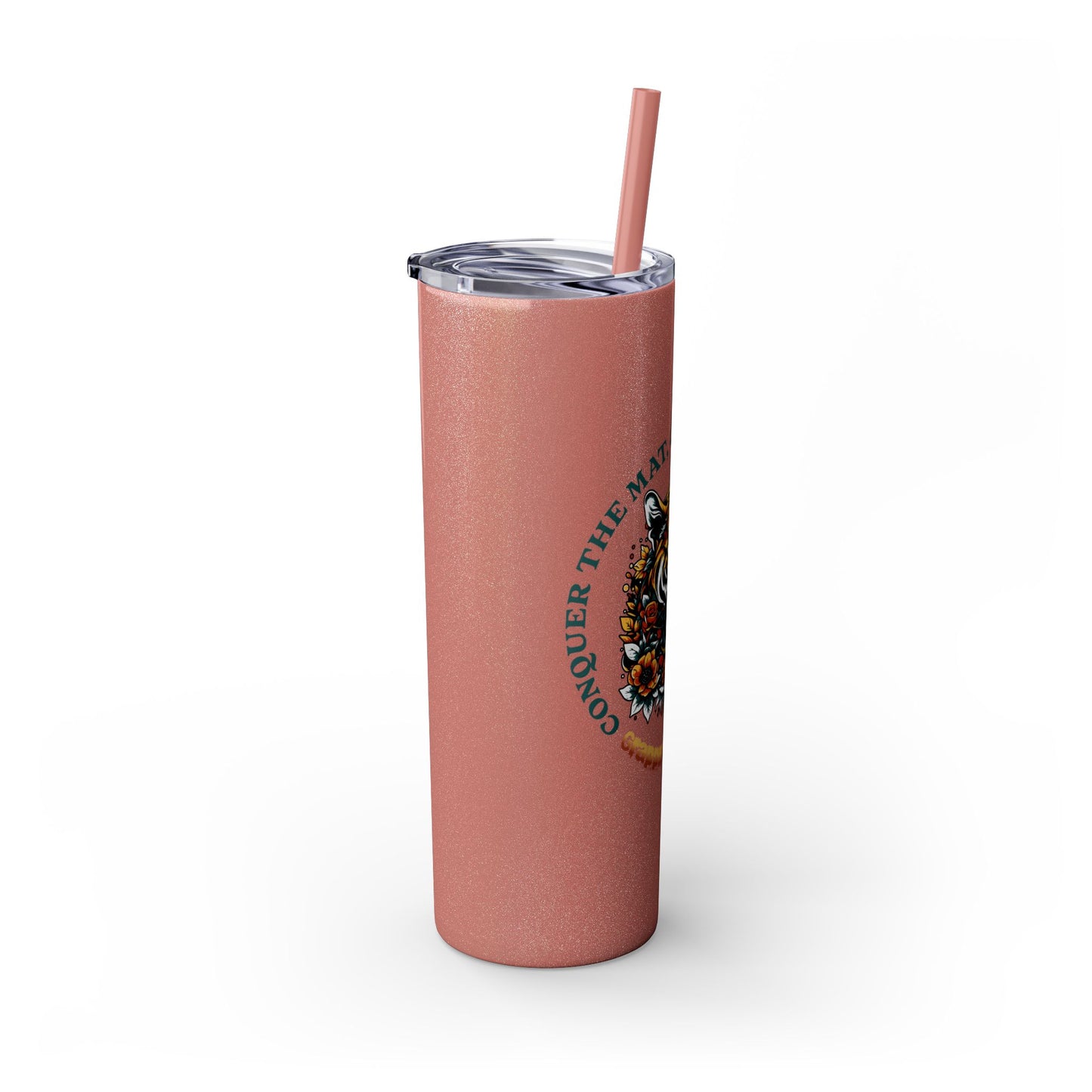 Conquer the Mats, Conquer the World Skinny Tumbler with Straw, 20oz