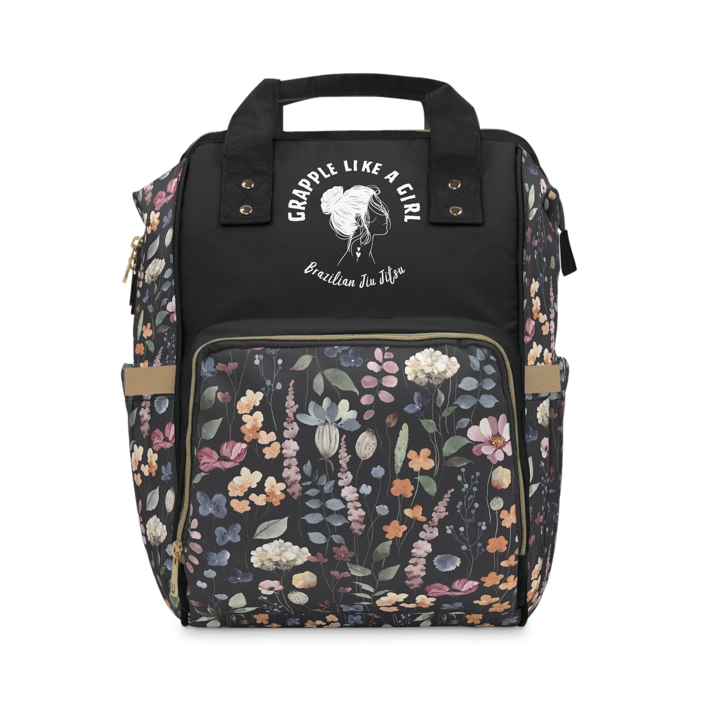 Women's Grapple like a Girl Jiu Jitsu Multifunctional Backpack Black Florals