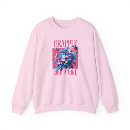 Grapple like a Girl BJJ Women's Crewneck Sweater - Blossoms