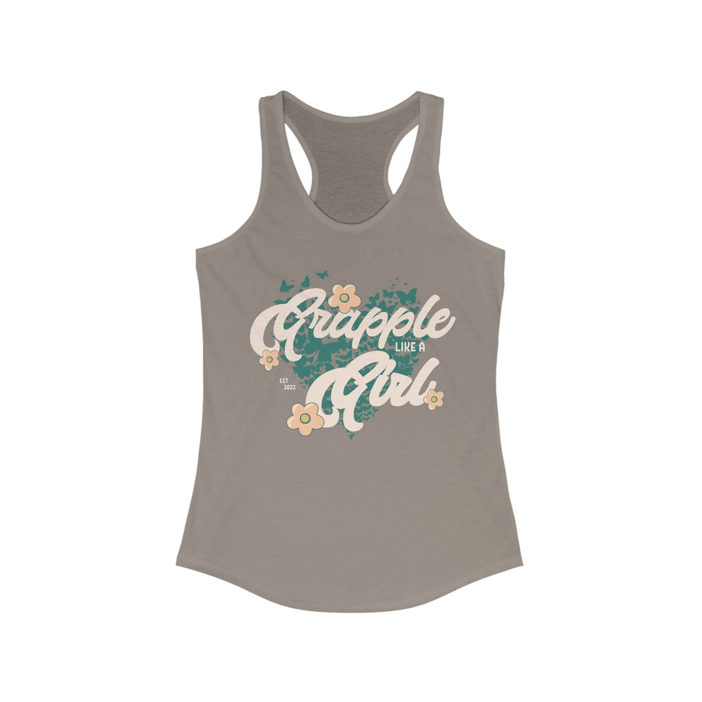 Women's Grapple like a Girl Retro Butterflies Jiu Jitsu Racerback Tank