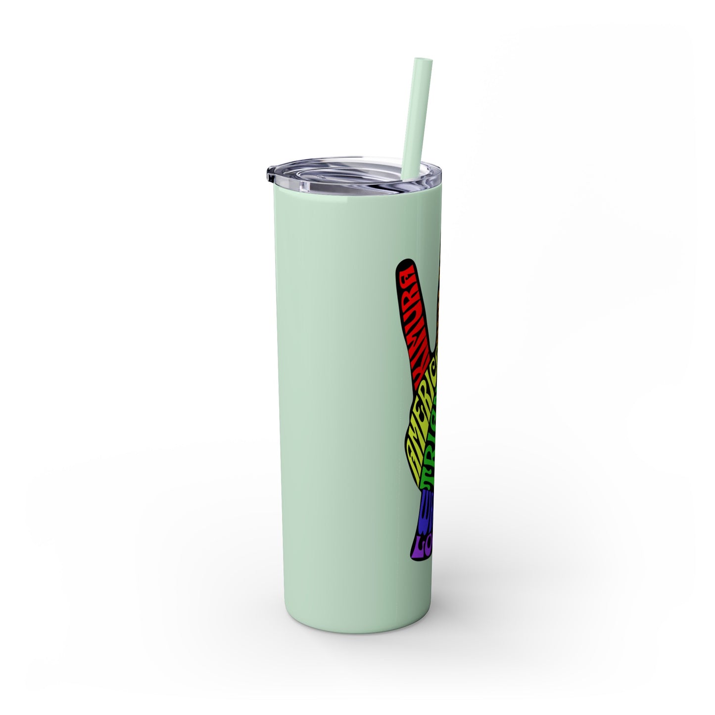 BJJ Submission Peace Sign Skinny Tumbler with Straw, 20oz