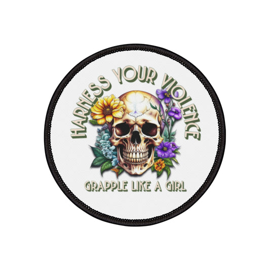 Grapple like a Girl Iron or Sew on Patches - Harness Your Violence