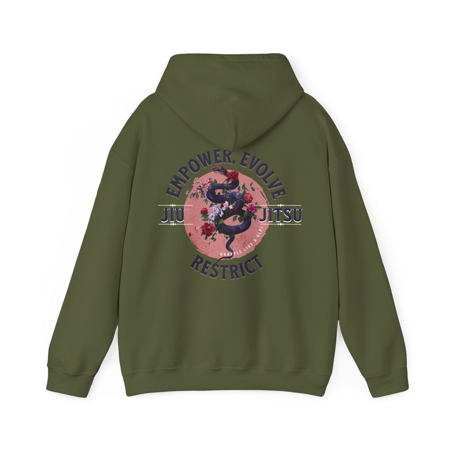 Women's Jiu Jitsu Hoodie - Empower, Evolve, Restrict Snake Design BJJ Apparel