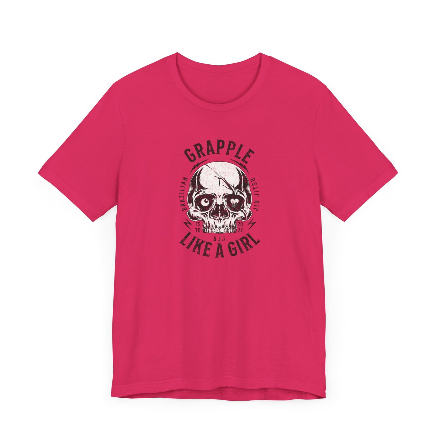 BJJ Women's Jiu Jitsu Grapple like a Girl Tee - Slap, Bump, Roll on the back