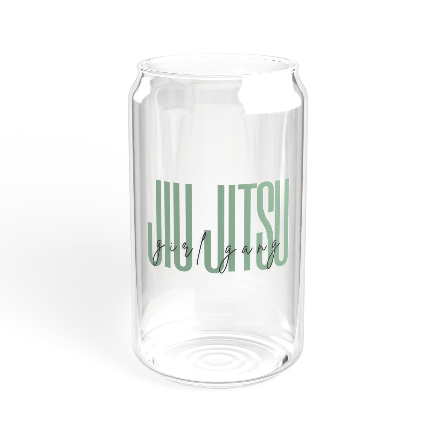 Women's BJJ Jiu Jitsu Girl Gang Glass Cup, Green Text