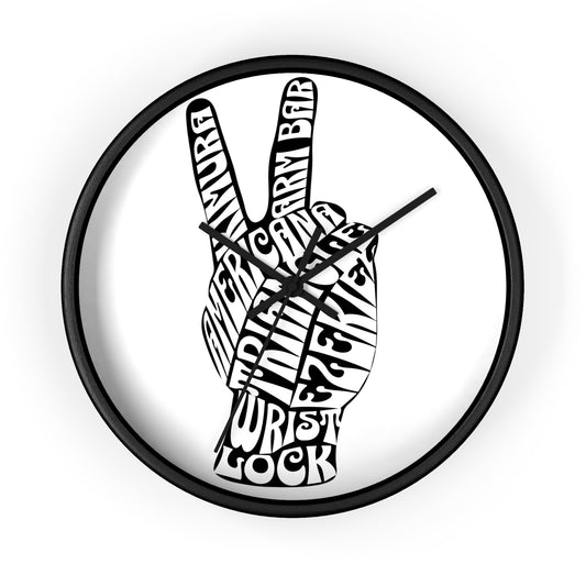 BJJ Submission Peace Sign Wall Clock Gift for Coach or Training Partners