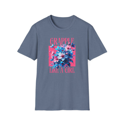 Women's Jiu Jitsu Grapple like a Girl BJJ Unisex Softstyle T-Shirt - Blossoms