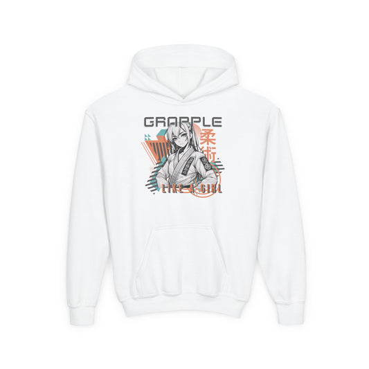 Youth Grapple like a Girl BJJ Hoodie - Anime Girl