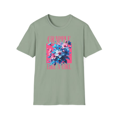 Women's Jiu Jitsu Grapple like a Girl BJJ Unisex Softstyle T-Shirt - Blossoms