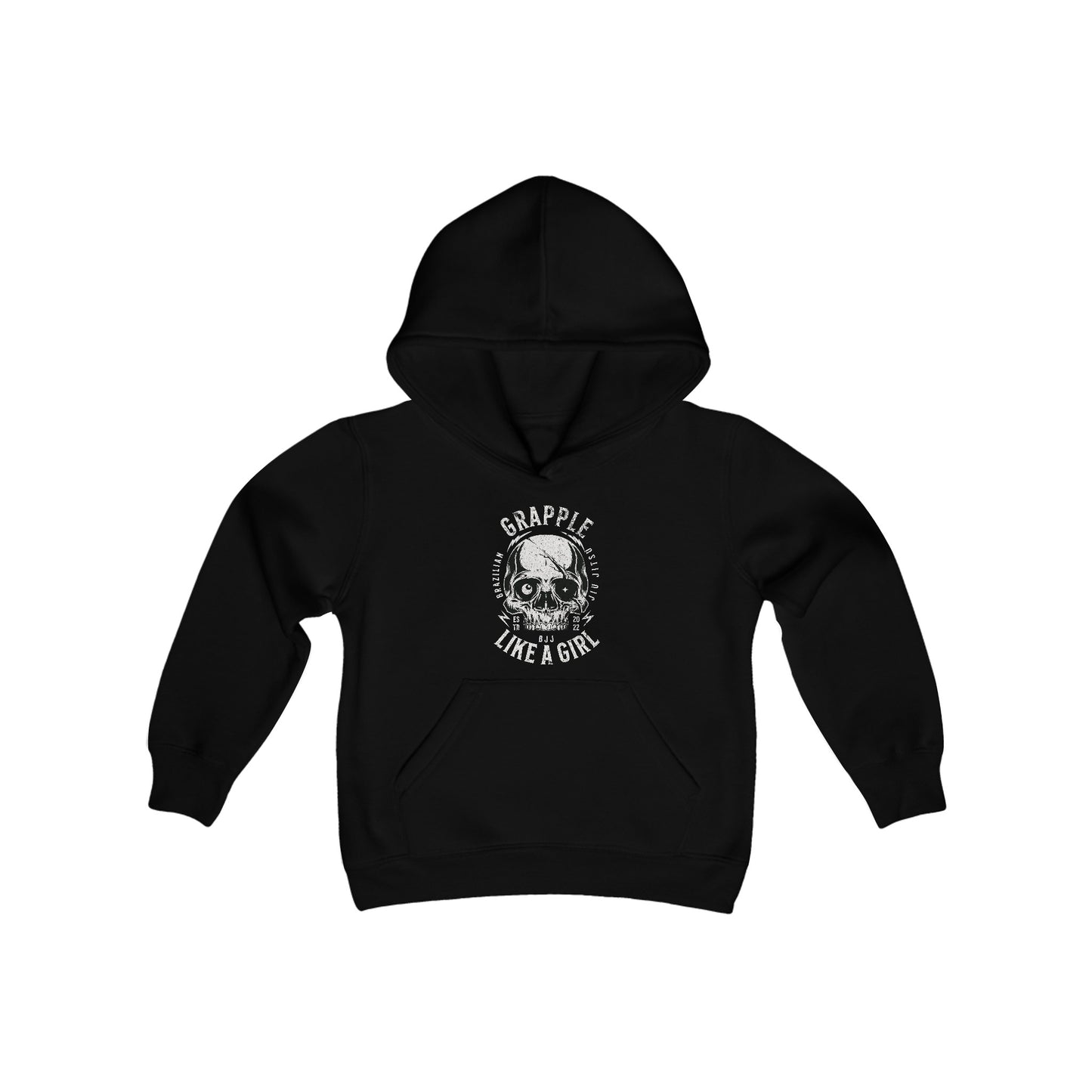 Youth Grapple like a Girl BJJ Skull Jiu Jitsu Hoodie