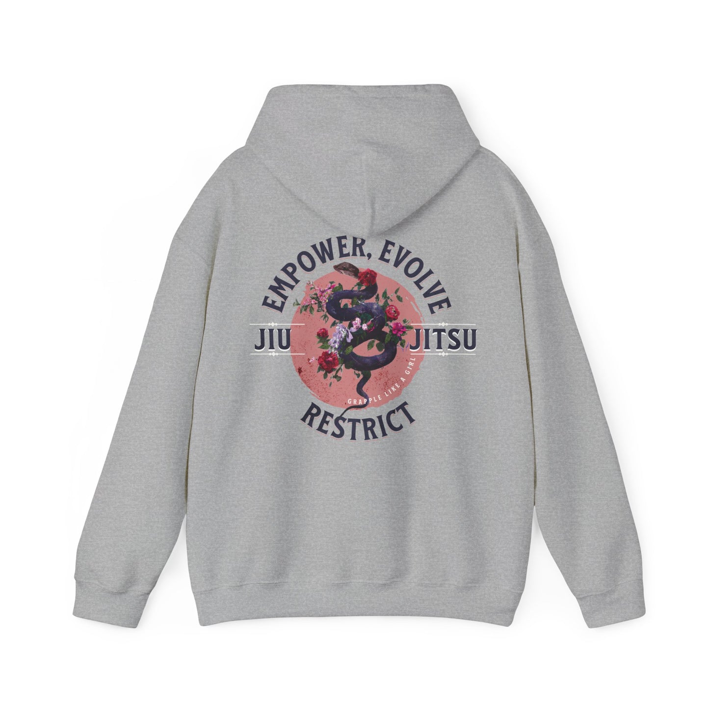 Women's Jiu Jitsu Hoodie - Empower, Evolve, Restrict Snake Design BJJ Apparel