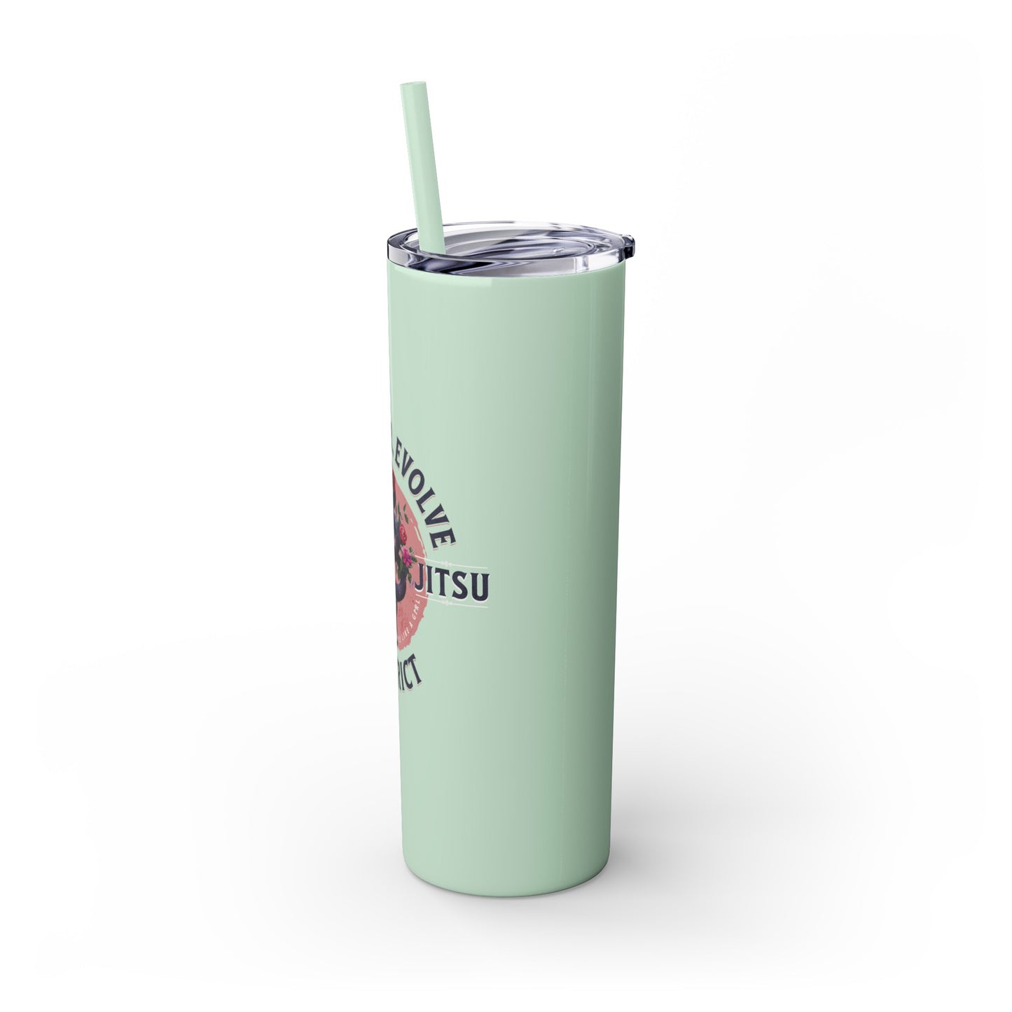 Ladies BJJ Empower, Evolve, Restrict Skinny BJJ Gift Tumbler with Straw, 20oz