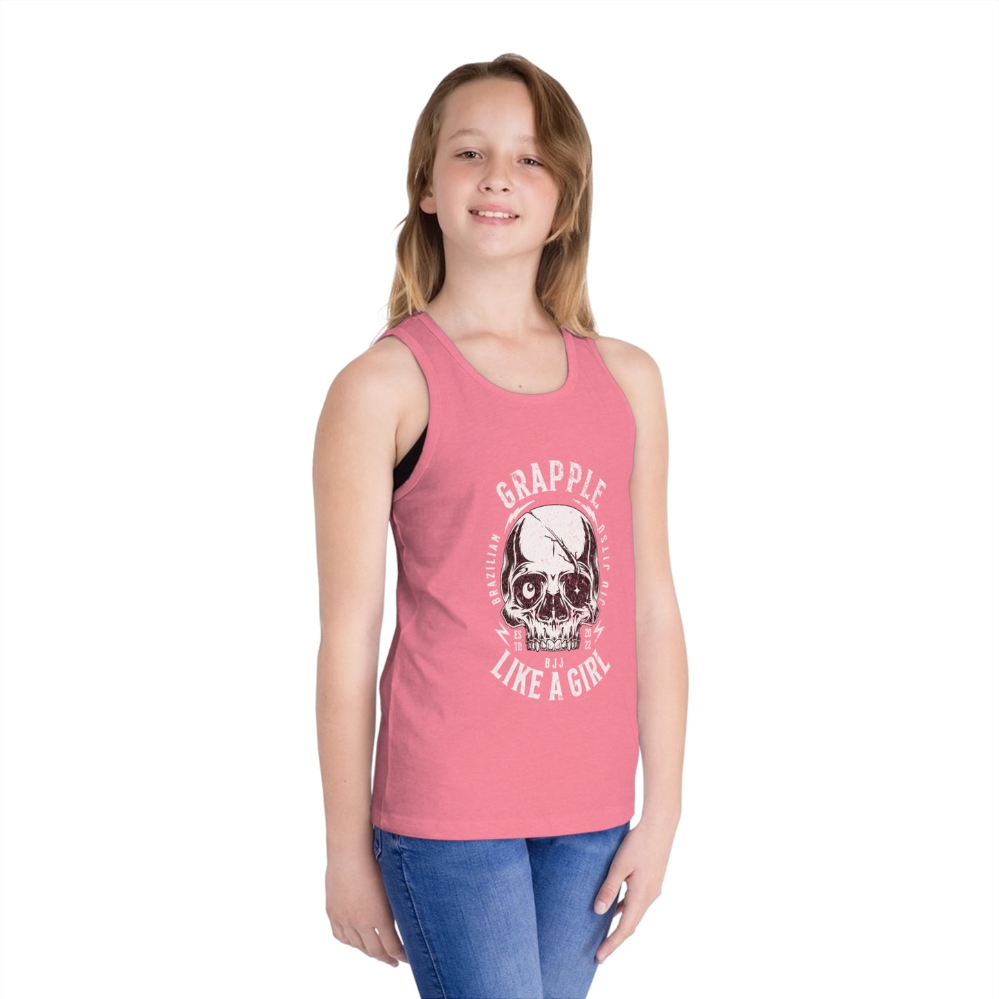 Grapple like a Girl Skull Youth Jersey Tank Top