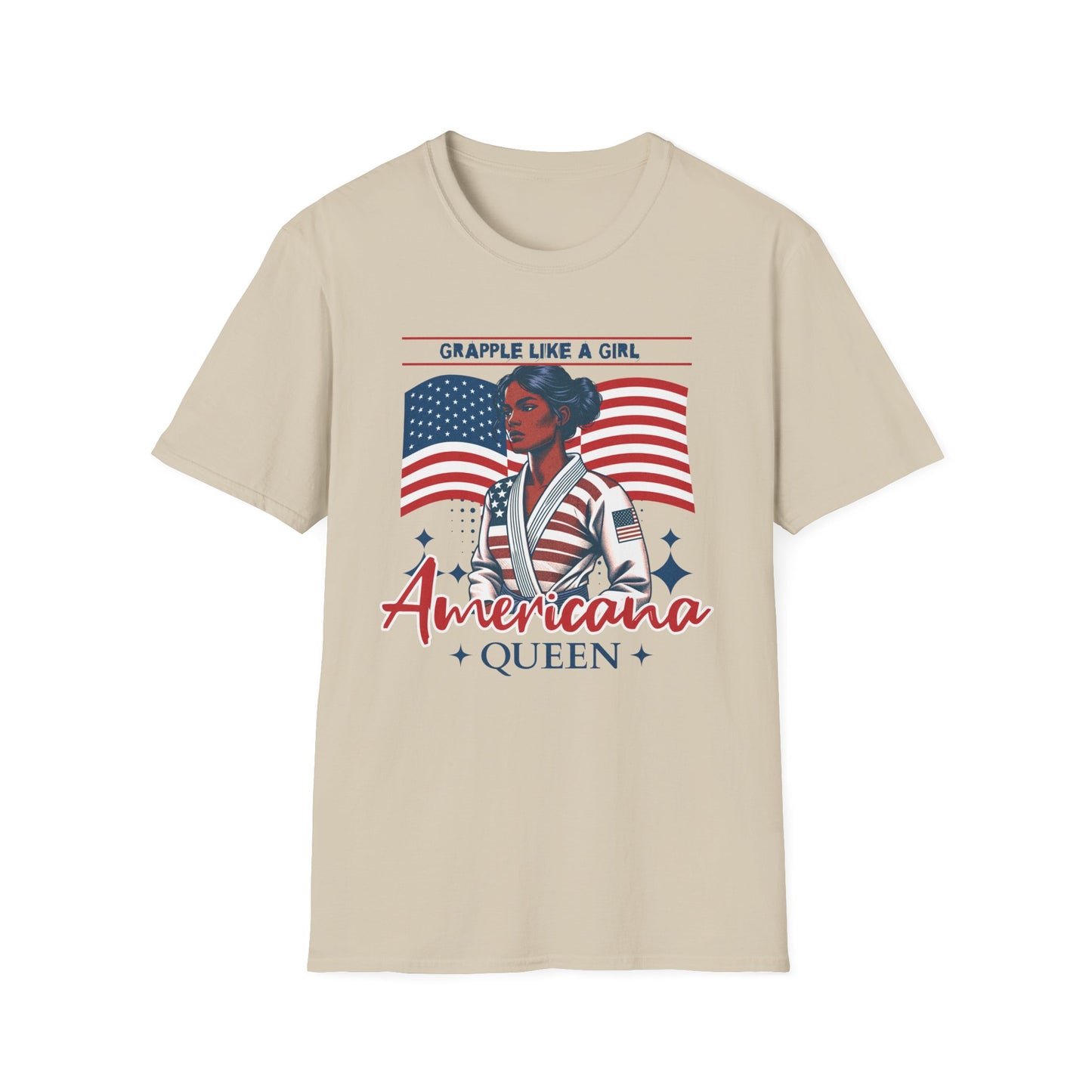 Women's Jiu Jitsu Grapple like a Girl BJJ Americana Queen Patriotic Unisex Softstyle T-Shirt