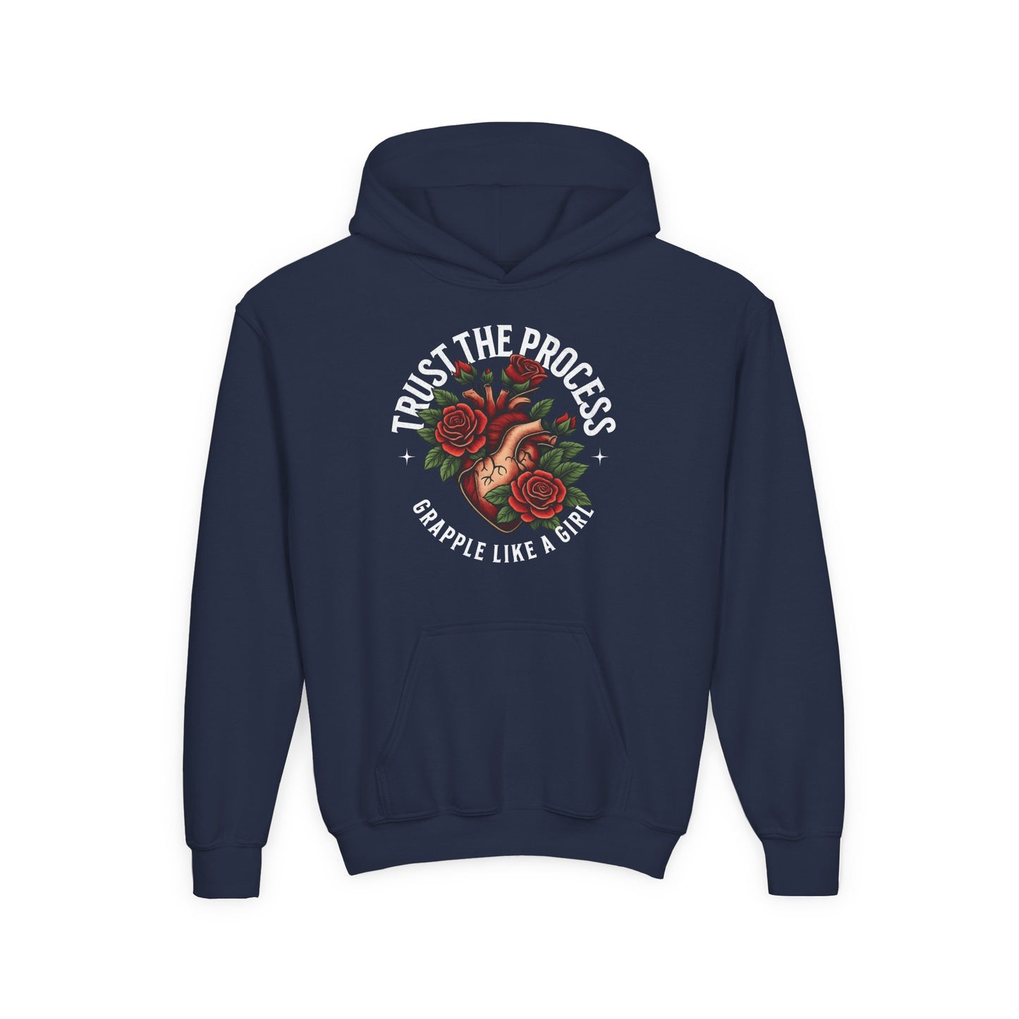 Youth Grapple like a Girl BJJ Hoodie - Trust the Process