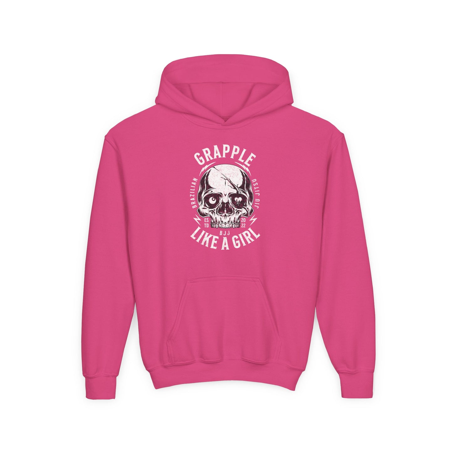 Youth Grapple like a Girl BJJ Skull Jiu Jitsu Hoodie