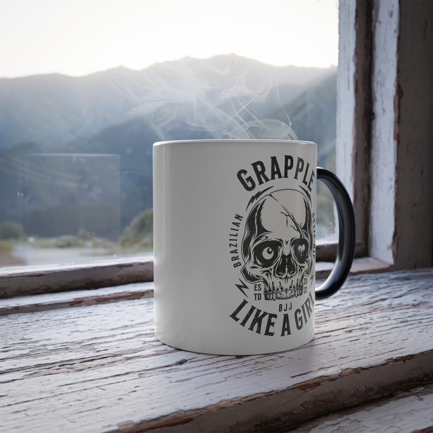 Grapple like a Girl Color Morphing Mug, 11oz - Skull Logo