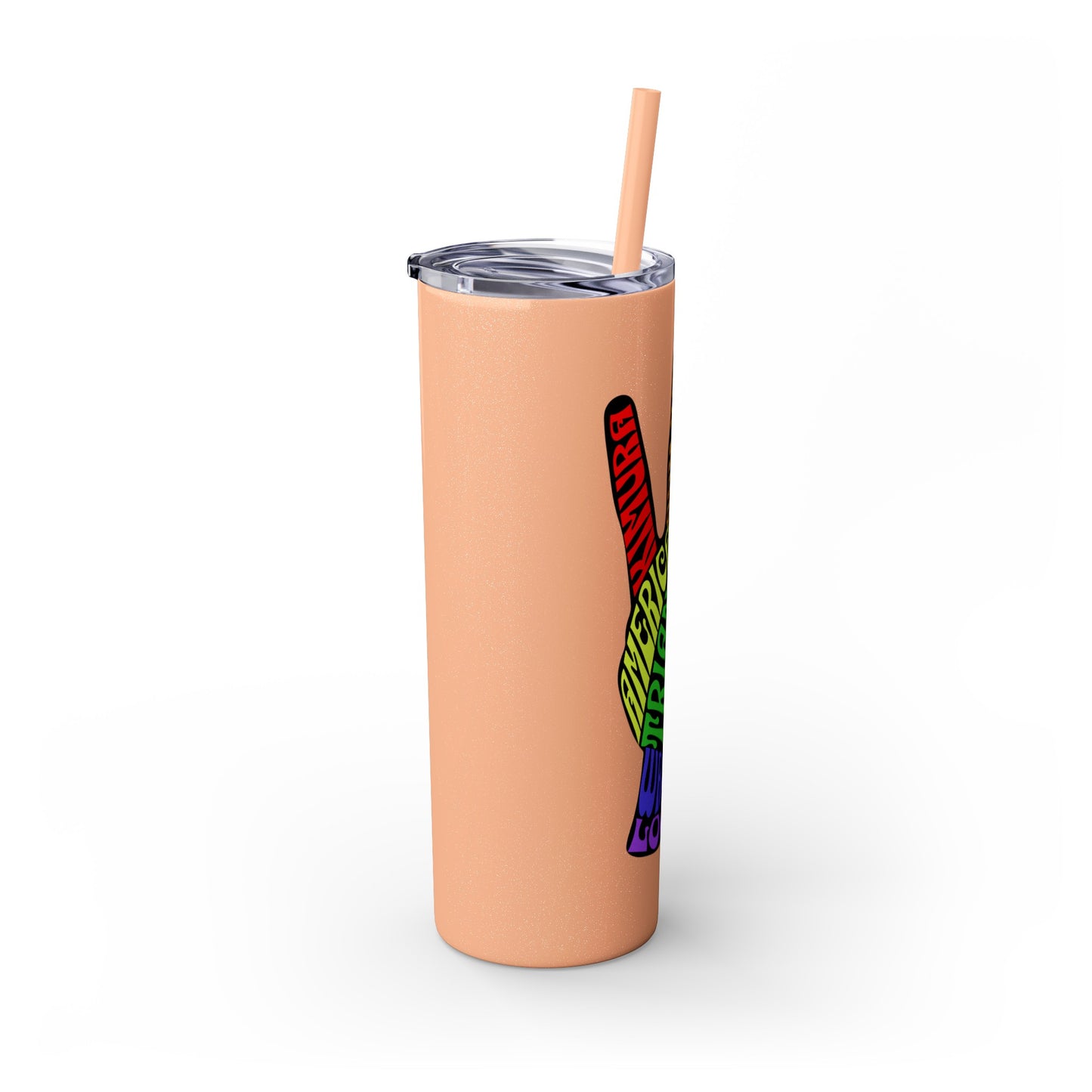 BJJ Submission Peace Sign Skinny Tumbler with Straw, 20oz